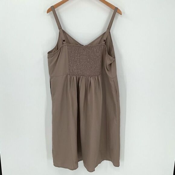 Torrid Mini Linen Button Up Fit Waist Sleeveless Dress Natural Beige Women 1X - Picture 2 of 9